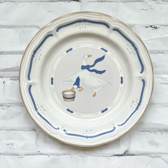 Newcor Stoneware Countryside Geese Appetizer Plates Set of 2 Vintage 1987 - Picture 5 of 6